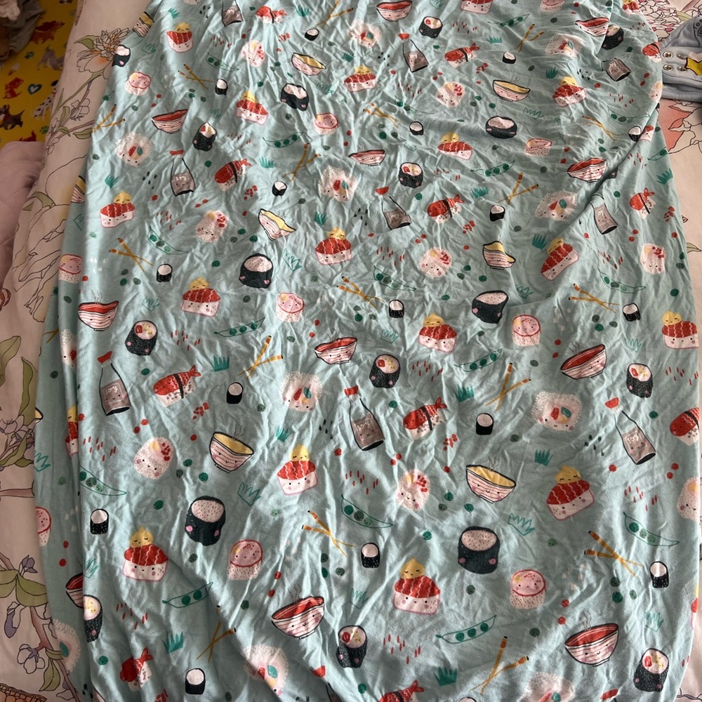 Little Sleepies Sushi crib sheet- Aqua and Multicolor